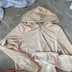 Aerie Cream Zip-Up Hoodie
